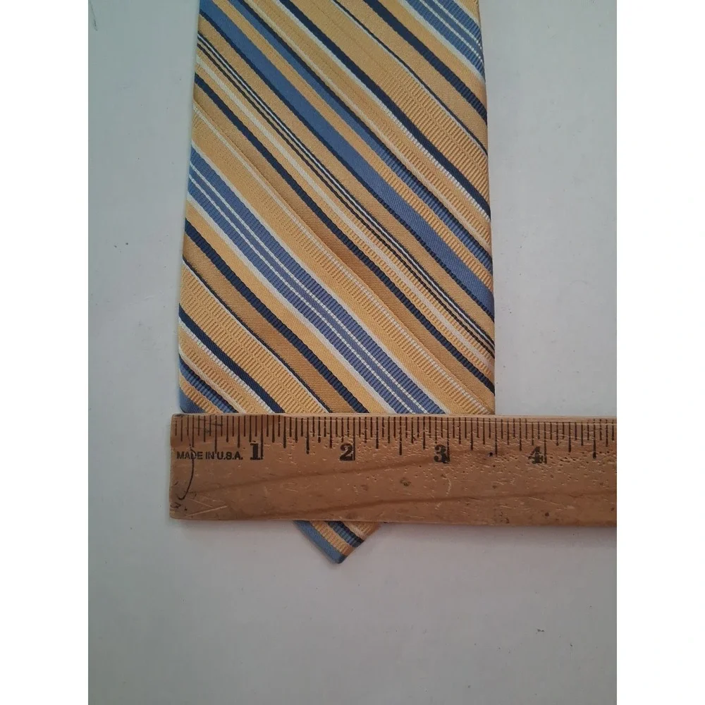 Lot of 3 Michael Kors 100% Silk Neckties Orange Navy Blue Diagonal Repp Yellow